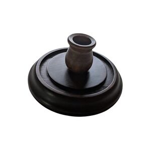 Round Dark Wood Taper Candle Holder Tiered Base Farmhouse Decor